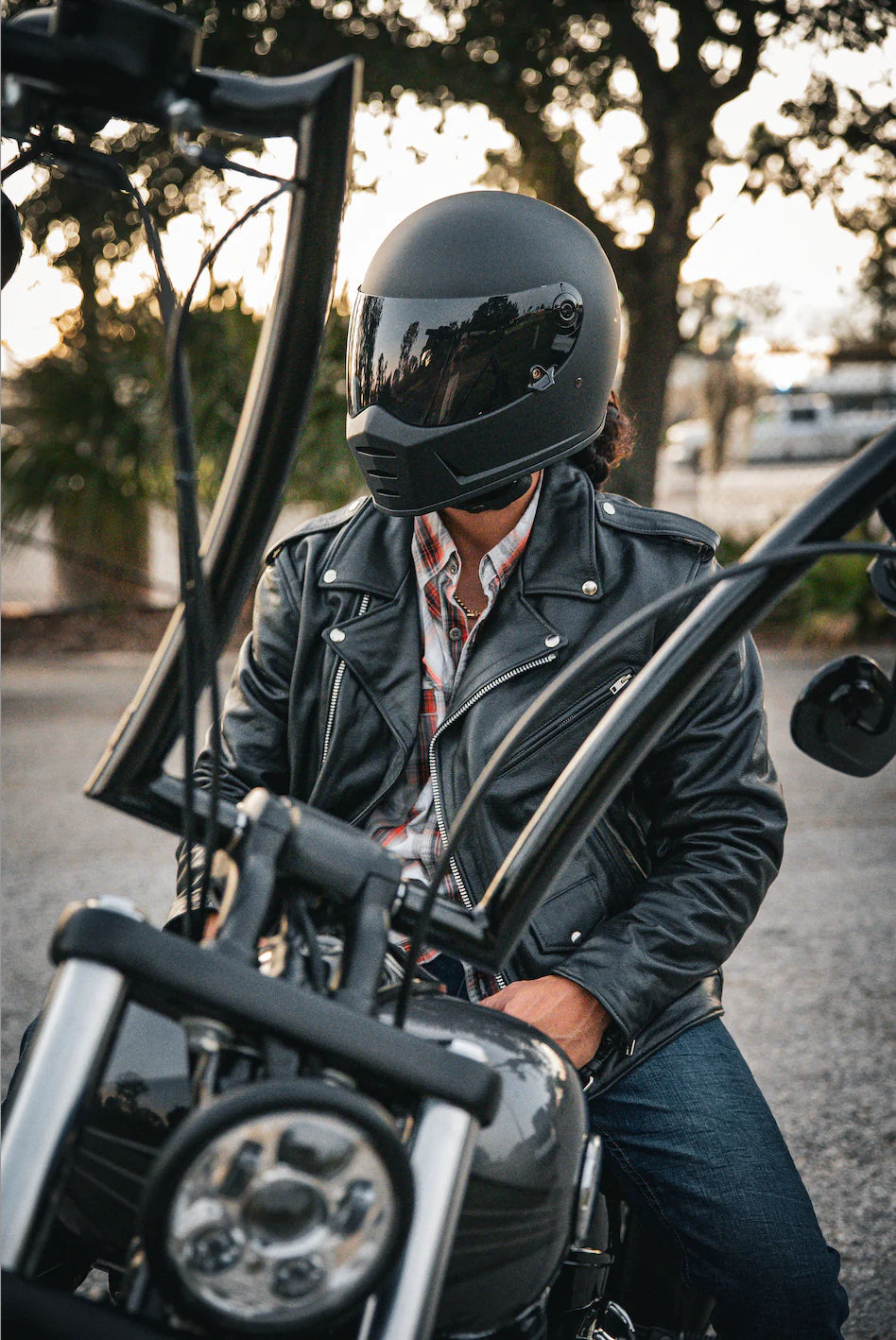 Mens Motorcycle Biker Leather Jacket