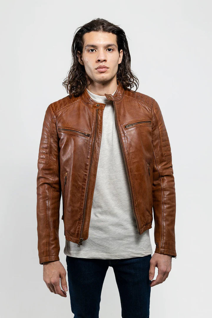 Zack-  Men Brown Leather  Jacket