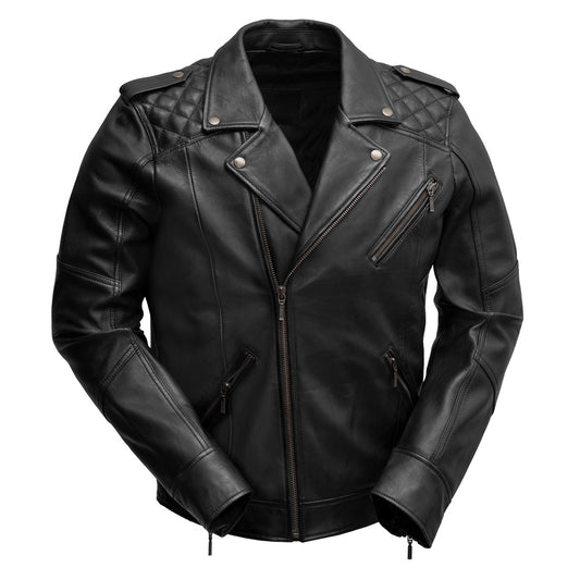 Gavin- Men Leather  Quilted Shoulder Stitched 