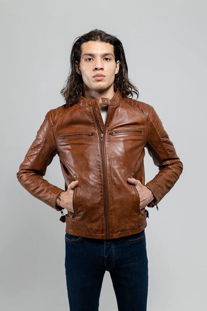 Zack-  Men Brown Leather  Jacket