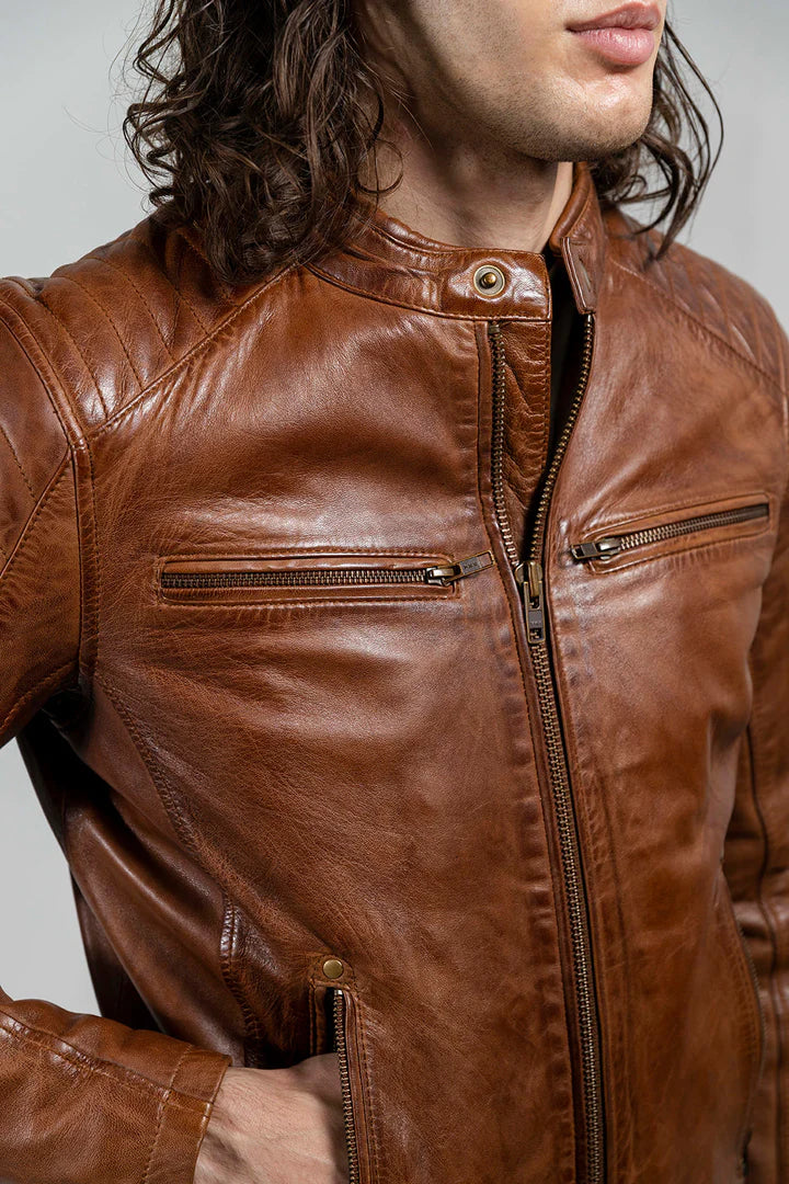 Zack-  Men Brown Leather  Jacket