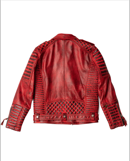 Custom Order To Make  Men's Burnished Red Motorcycle Leather Jacket 