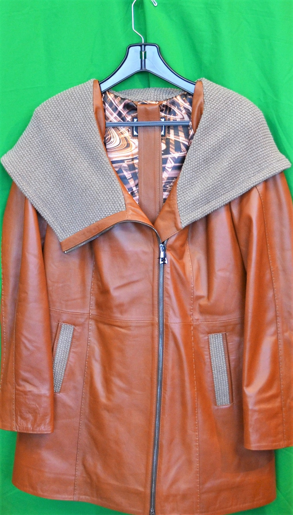  Ladies Car Coat 32 inch  length Cognac Color