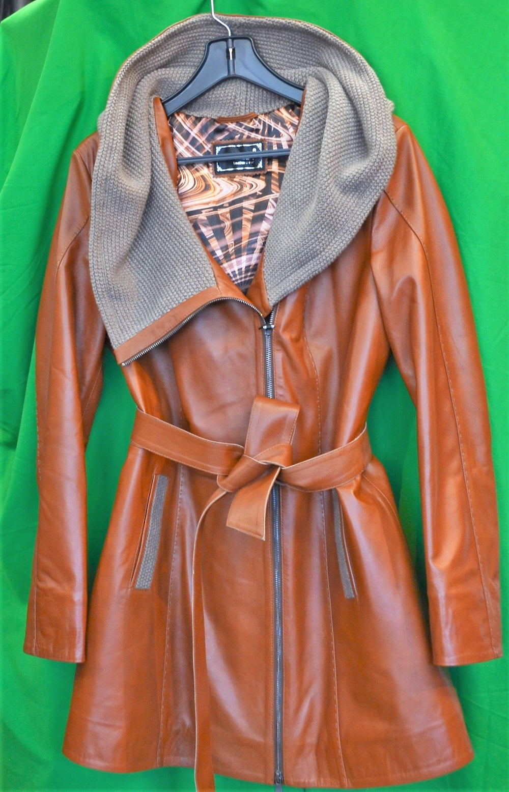  Ladies Car Coat 32 inch  length Cognac Color