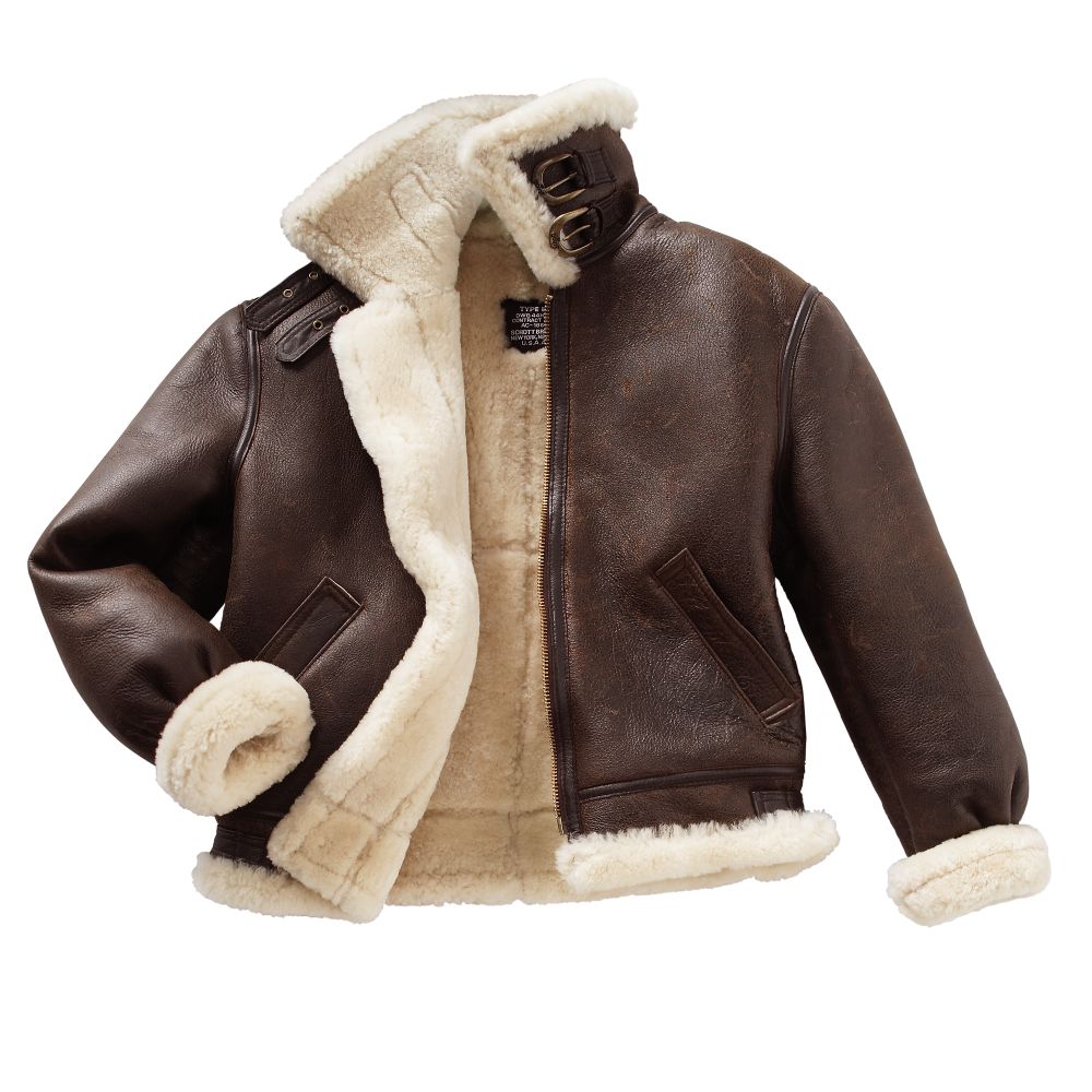 Sheepskin B-3 Flight Jacket with cream, full fur-lining