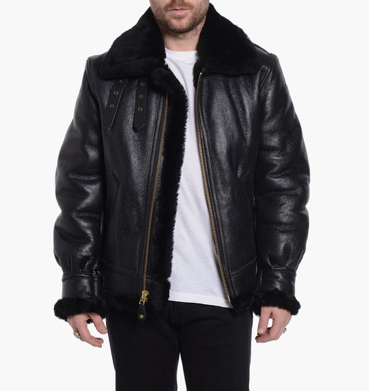 Sheepskin B-3 Flight Jacket in black