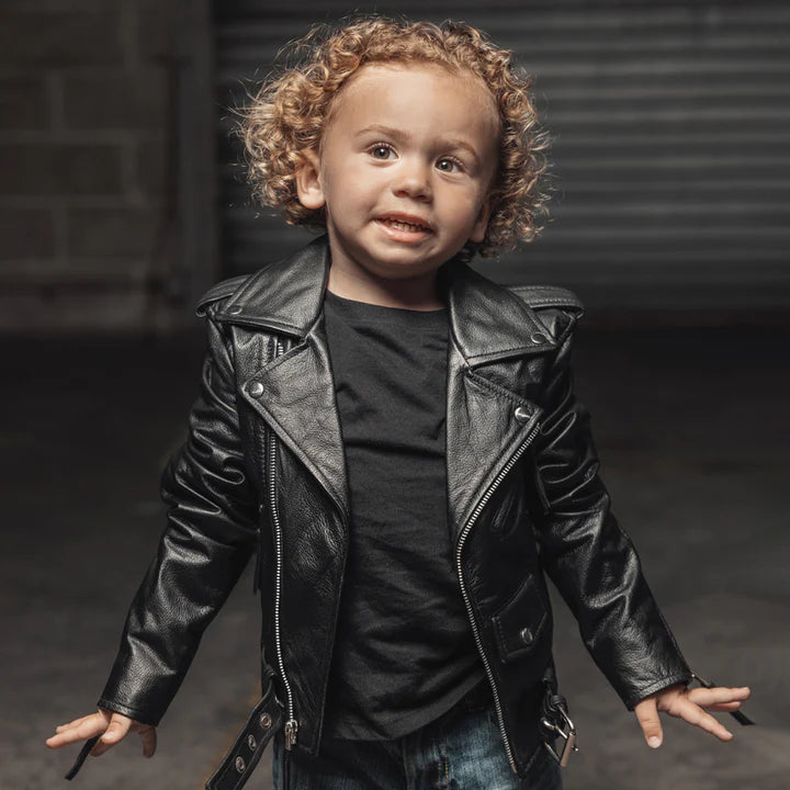 Kid's Cry Baby Biker Leather Jacket - Lightweight 