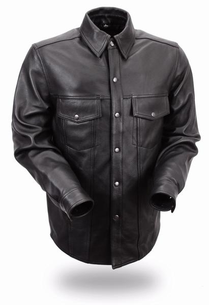 Men Milestone Lightweight Leather Shirt